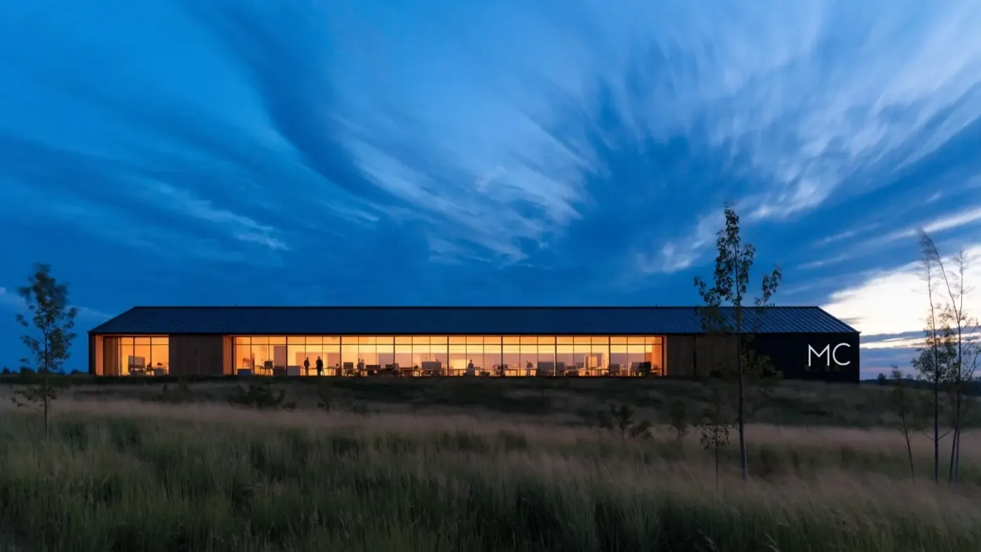 Concept: the Media Core campus at dusk