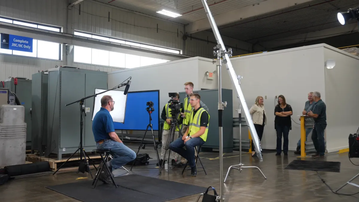 Lighting an interview on a plant floor