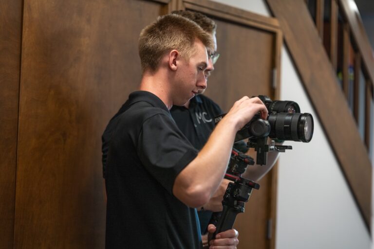 Team capturing footage for commercial video production